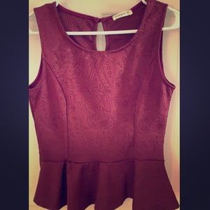 Maroon Peplum Blouse with intricate detailing